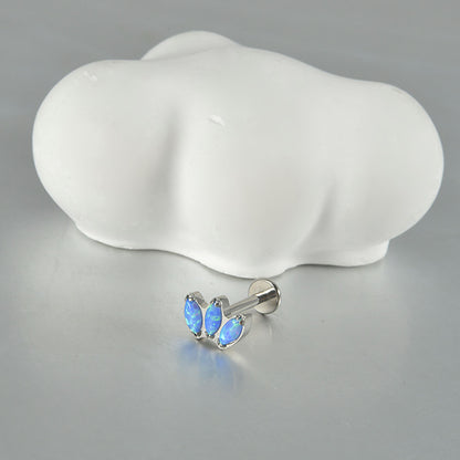 16G Opal Stone Crown Flower shape Labret Ear Piering