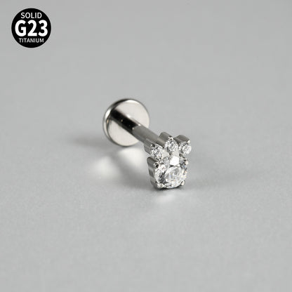 Cute Dog pet footprint zircon stone flatback labret ear piercing