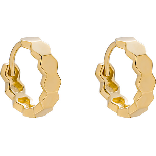 18K/14K Solid Gold Geometric Polished Drop Earrings – Minimalist Luxury Design