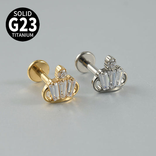 Princess Crown Zircon Crystal flatback Threadless Labret Ear Piercing