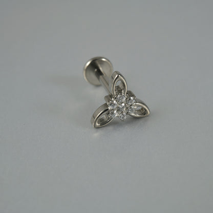 Triangle Flower Zircon Threadless Flatback Ear Stud Tragus piercing jewelry