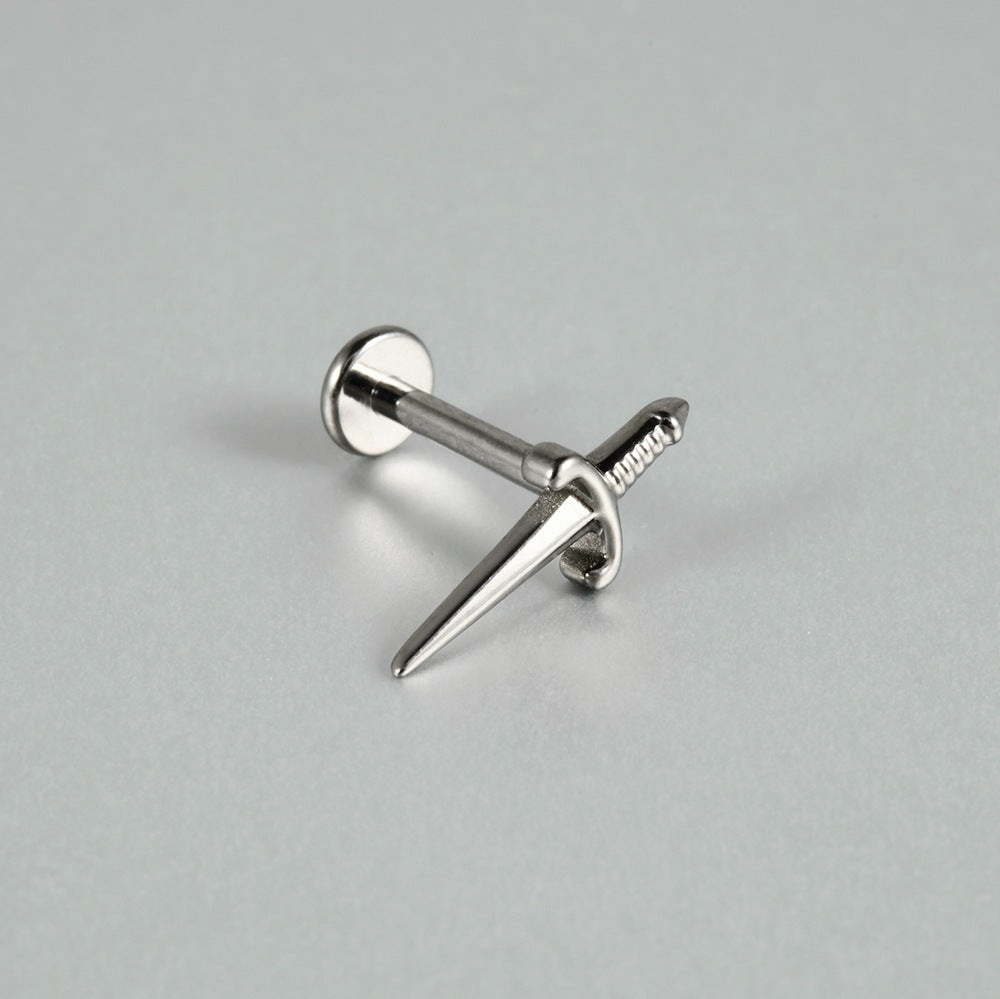 G23 Little Sword Labret Ear Piercing Threadless Flatback Jewelry