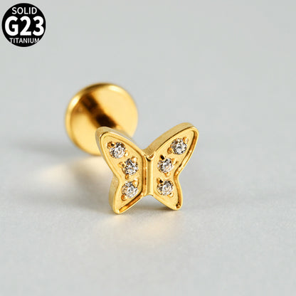 G23 Mulit Little Stone Butterfly Threadless Flatback Labret Ear Piercing