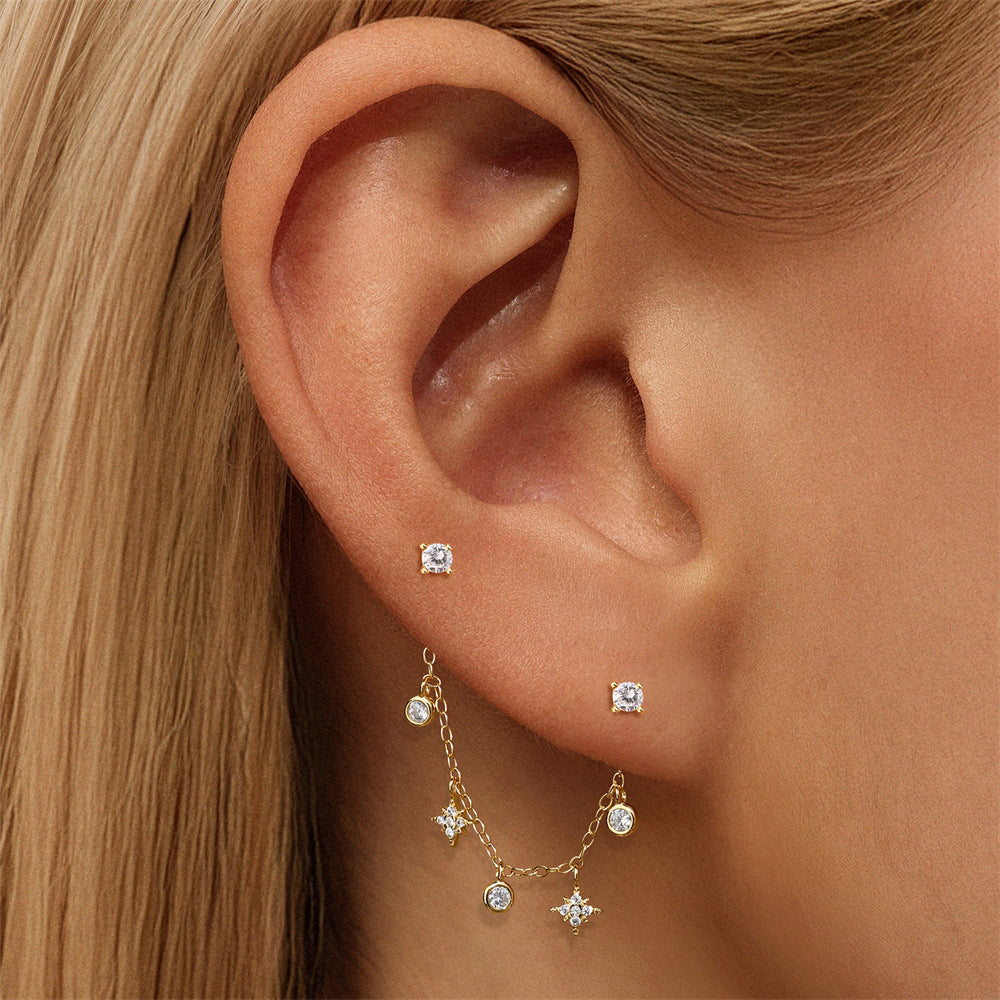 ASTM F136 Moissanite Tassel Pendant Cartilage Chain Piercing Earrings accessories