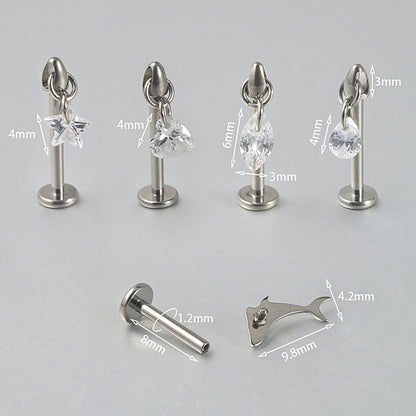 Star/Heart/Waterdrop Pendant Ear Rook Threadless Piercing