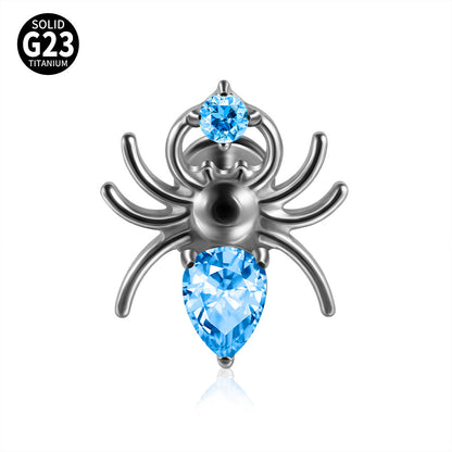 Black/Pink/Clear Zircon Spiders Threadless Ear stud Labret