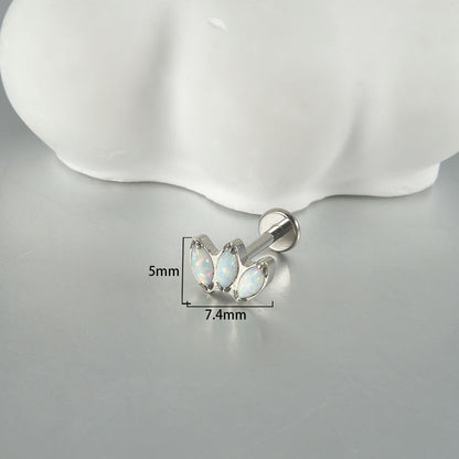 16G Opal Stone Crown Flower shape Labret Ear Piering