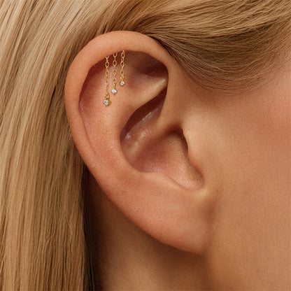 ASTM F136 Tassel Star  Moon Zircon Flat back threadless Cartilage Piercing Earring