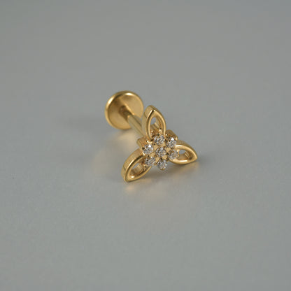 Triangle Flower Zircon Threadless Flatback Ear Stud Tragus piercing jewelry