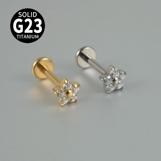 Small Flower 5 Zircon Stone Labret Tragus Piercing Jewelry
