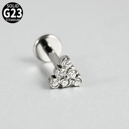 Little Triangle CZ stone Flatback Threadless Labret Ear piercings