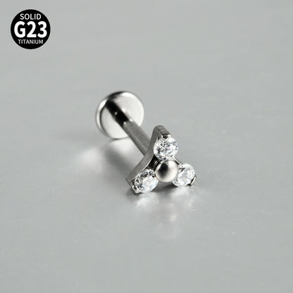 Triangle Flower Zircon Stone Threadless Flatback Labret Ear Piercings