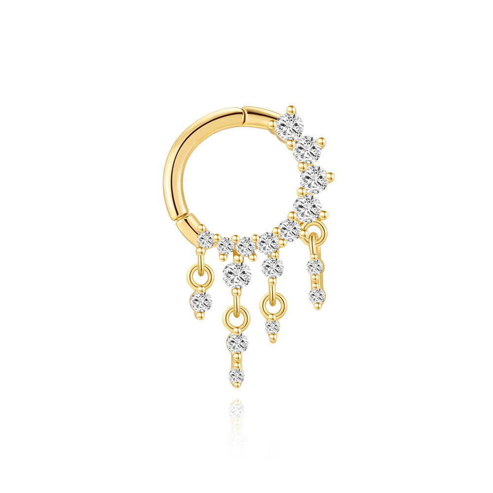 ASTM F136 Zircon Classic Tassel drop pendant Nose ring Clicker Ear Daith Piercing