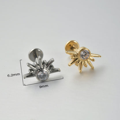 Little Sun shape 18G Threadless Flatback Labret Ear Piercing