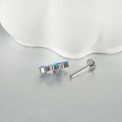 16G Opal Stone Crown Flower shape Labret Ear Piering