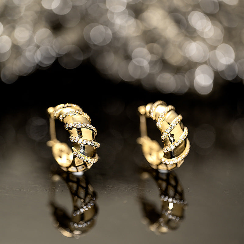 14K Yellow Gold Classic Zircon Huggie Hoop Earrings – Sparkling Everyday Style