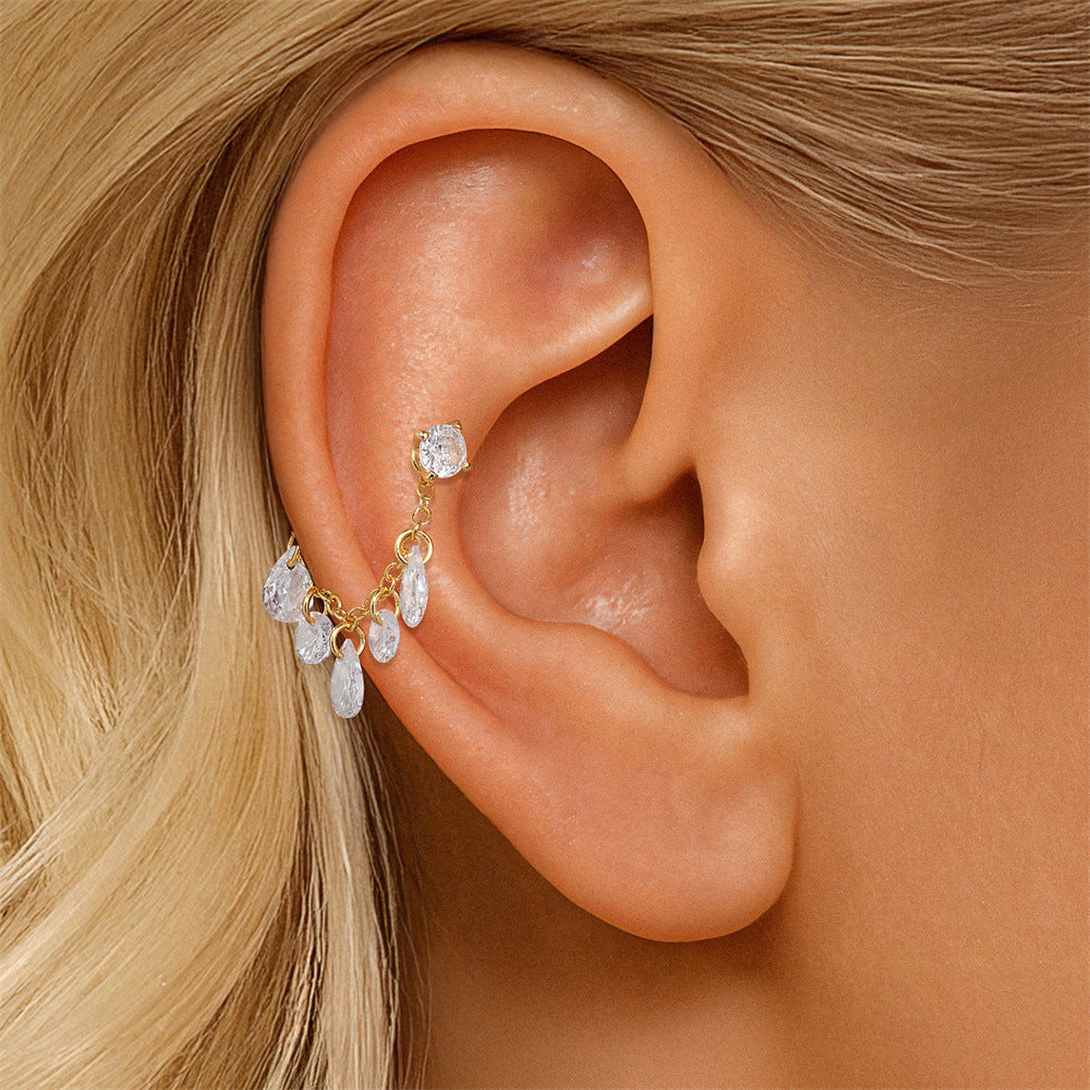 ASTM F136 multi-layers Waterdrop Tassel Pendant Cartilage Chain Piercing Earrings Accessories