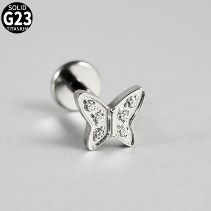 G23 Mulit Little Stone Butterfly Threadless Flatback Labret Ear Piercing