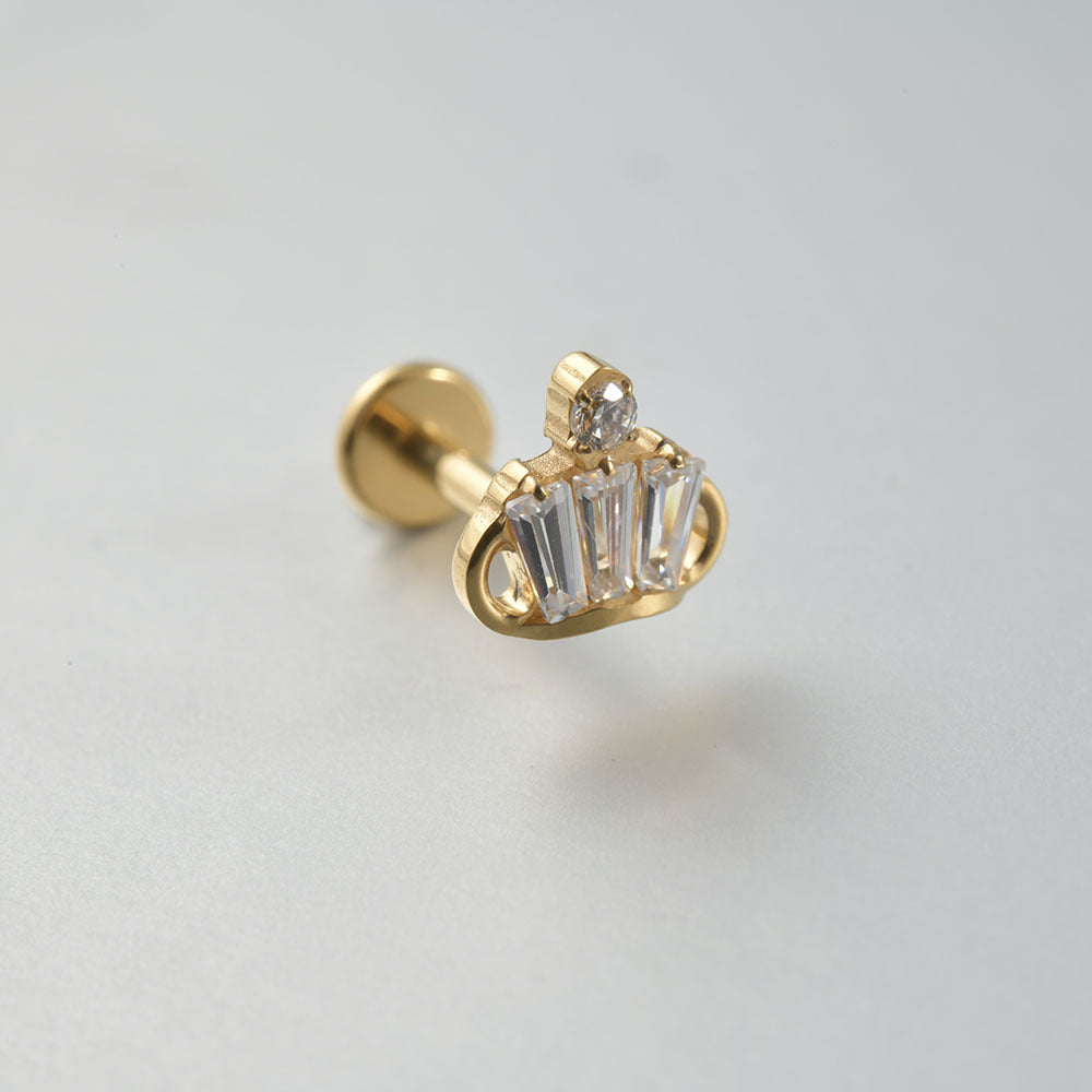 Princess Crown Zircon Crystal flatback Threadless Labret Ear Piercing