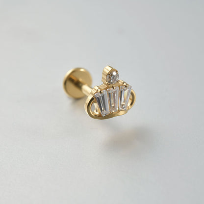 Princess Crown Zircon Crystal flatback Threadless Labret Ear Piercing