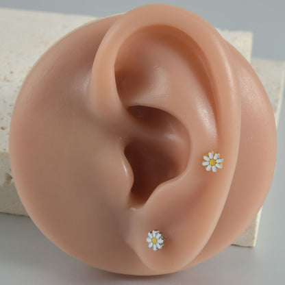 18G Daisy Flower Titanium Push-in Ear Labret Pin Piercing