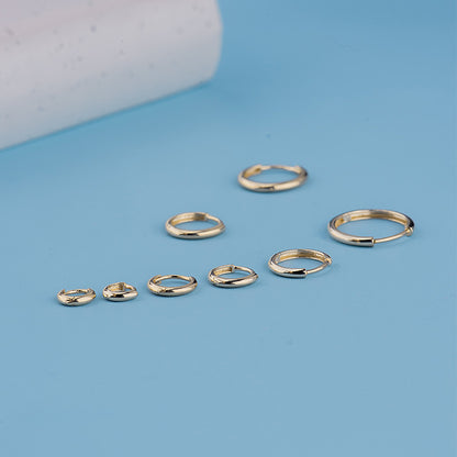 14K Solid Gold Helix Hoop Earrings – Simple Huggie Piercing in 4mm to 12mm Sizes