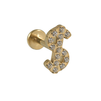 G23/F136 US DOLLAR Shape Zircon Sign Threadless Flatback Rook Ear Piercing