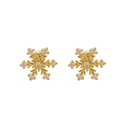14K Yellow Gold Snowflake Moissanite Stud – Threaded Ball Back Piercing