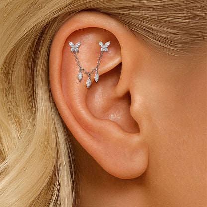 ASTM F136 Moissanite Tassel Pendant Cartilage Chain Piercing Earrings accessories