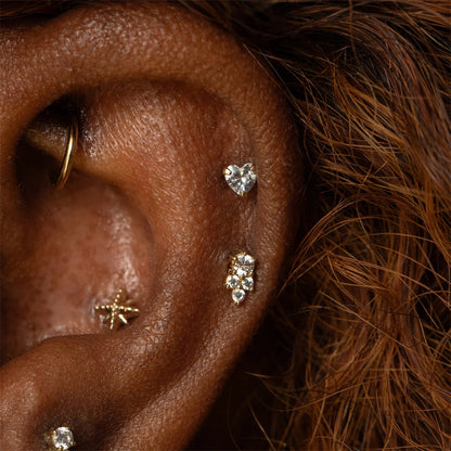 ASTM F136 Multi-Layer pendant zircon heart shape flatback ear Piercing Earring stud