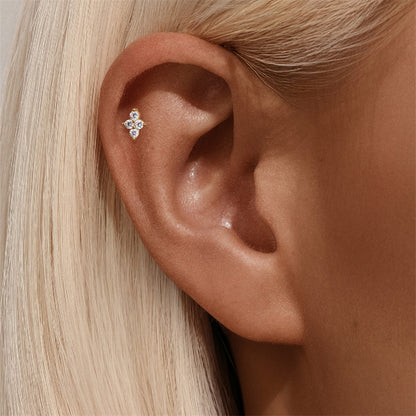 ASTM F136 Geometric Star Rhinestones Flat Back Cartilage Piercing Earrings