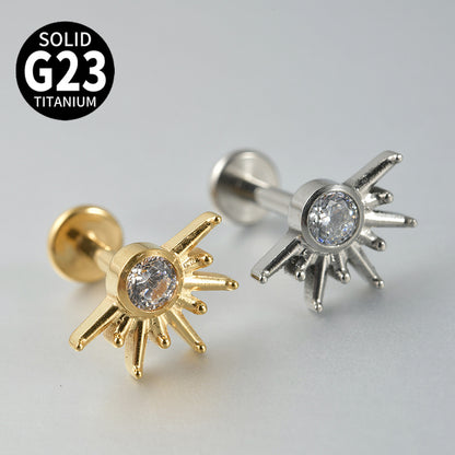 Little Sun shape 18G Threadless Flatback Labret Ear Piercing