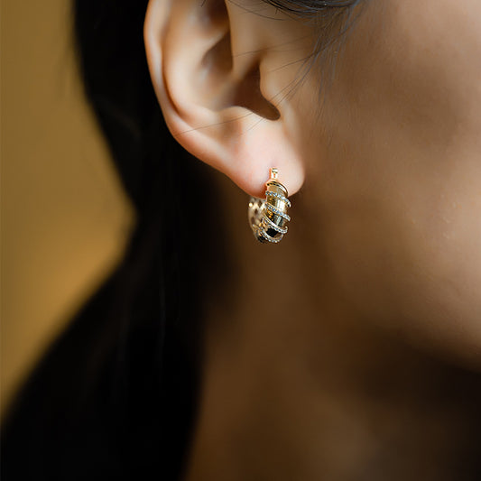 14K Yellow Gold Classic Zircon Huggie Hoop Earrings – Sparkling Everyday Style