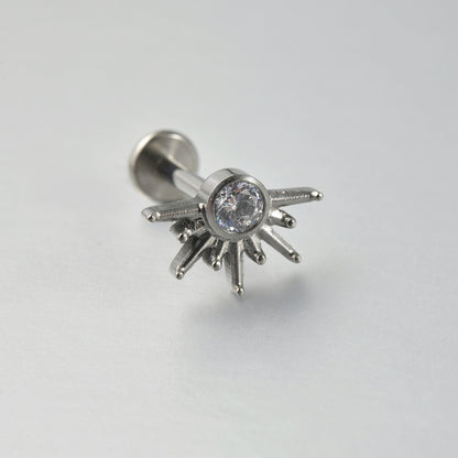 Little Sun shape 18G Threadless Flatback Labret Ear Piercing