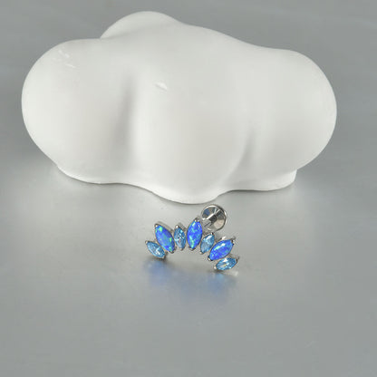 16G Opal Stone Crown Flower shape Labret Ear Piering
