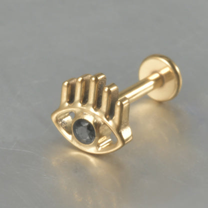 Big Devil Eyes Black stone Flatback Push-in Pin Labret Tragus Piercing