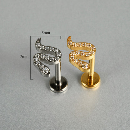 G23/F136 Little Snake CZ threadless flatback Labret Ear Stud body piercing