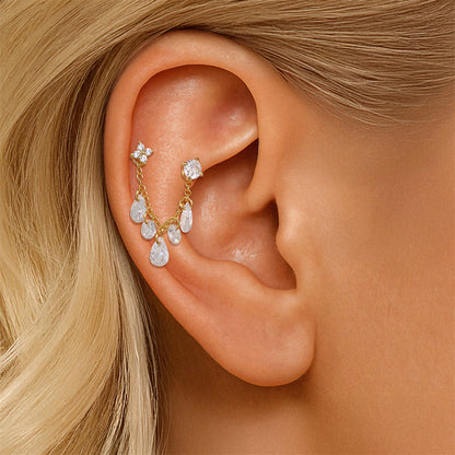 ASTM F136 multi-layers Waterdrop Tassel Pendant Cartilage Chain Piercing Earrings Accessories