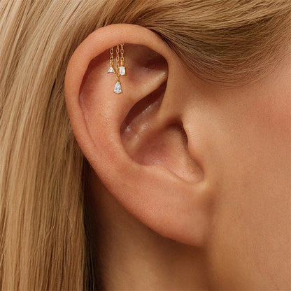 ASTM F136 Tassel Star  Moon Zircon Flat back threadless Cartilage Piercing Earring