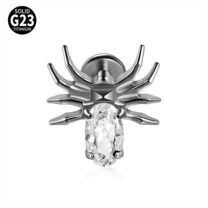 Black/Pink/Clear Zircon Spiders Threadless Ear stud Labret