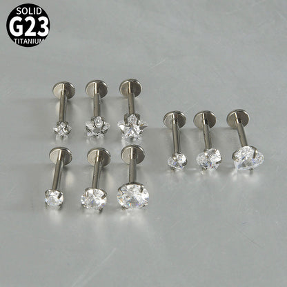 18G Star Heart Round crystal threadless Labret Ear Piercing