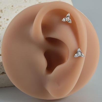 Little Triangle Flower Leaf Threadless flatback Lip ring Ear Piercings