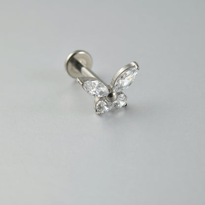 Four Crystal Butterfly Ear piercing flatback threadless Labret