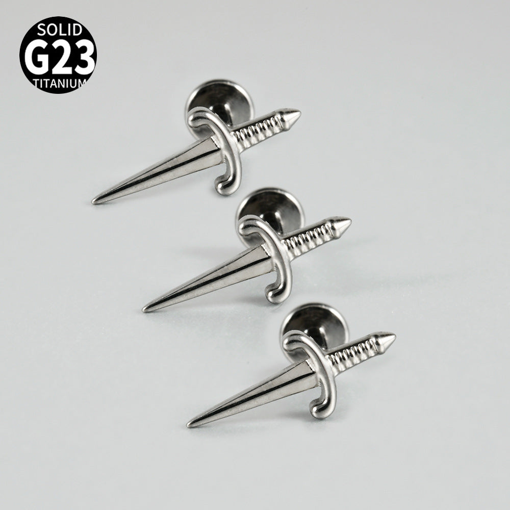 G23 Little Sword Labret Ear Piercing Threadless Flatback Jewelry