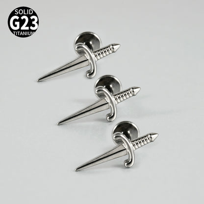 G23 Little Sword Labret Ear Piercing Threadless Flatback Jewelry
