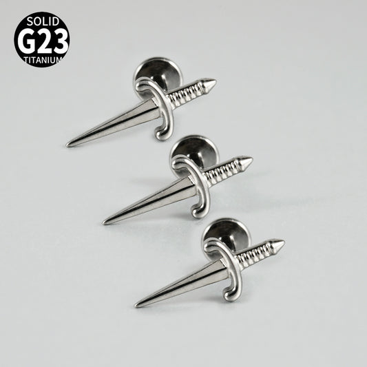 G23 Little Sword Labret Ear Piercing Threadless Flatback Jewelry