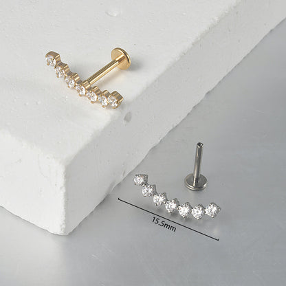 Big Long Seven / Nine Crystal stones Curved Threadless Tragus Ear Piercing
