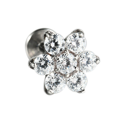 6 Zircon Flowers Flatback Labret Ear stud Piercing