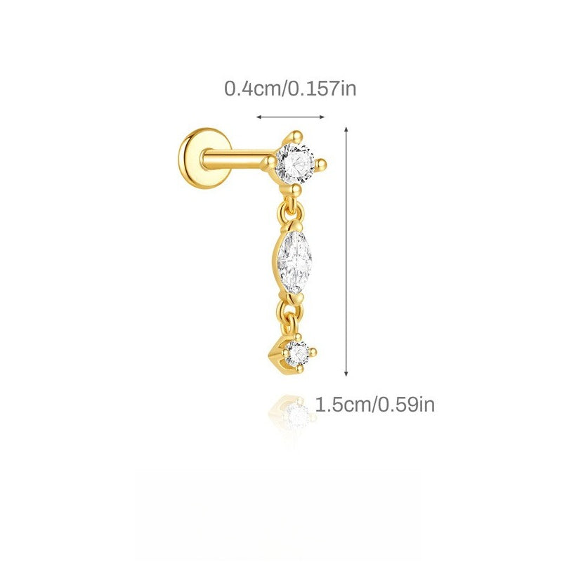 ASTM F136 Flower/ Woodpecker/Fish/Butterfly Flatback Cartilage Piercing Earrings