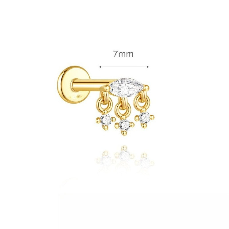 ASTM F136 Geometric Star Rhinestones Flat Back Cartilage Piercing Earrings